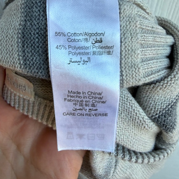 Tan and Gray Stripe Matching Baby Boy Sweater Set - Picture 6 of 7